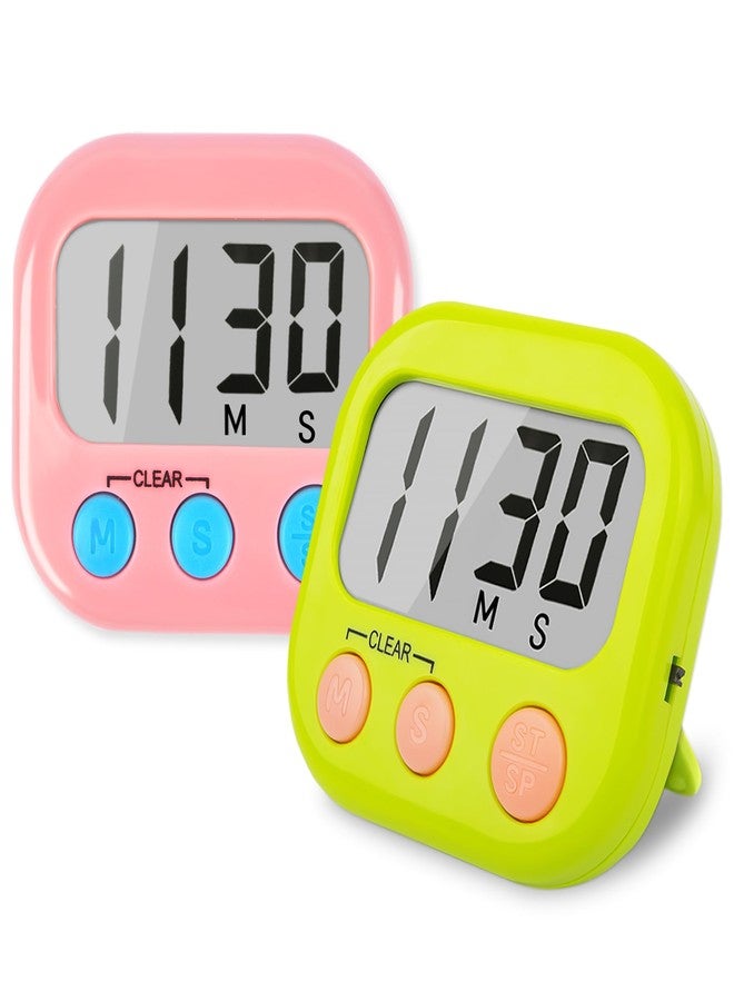 AOUCE Classroom Timers for Teachers Kids Large Magnetic Digital Timer Teacher Supplies 2 Pack-Green Pink - Image 1